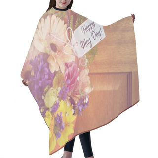 Personality  Happy May Day Gift Of Flowers On Door.  Hair Cutting Cape