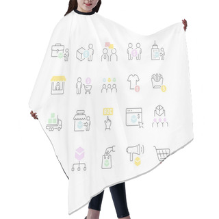 Personality  Set Vector Line Icons Of B2C Hair Cutting Cape
