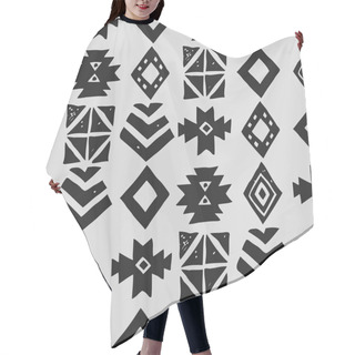 Personality  Seamless Ethnic Pattern. Tribal Vector Abstract Monochrome Background Hair Cutting Cape