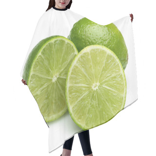 Personality  Sliced Fresh Lime Fruits Isolated On White Background Hair Cutting Cape