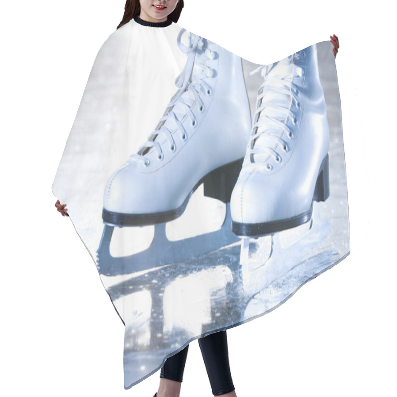 Personality  Dramatic Landscape Blue Shot Of Ice Skates Hair Cutting Cape