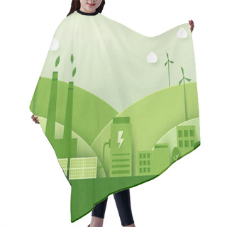 Personality  Green Industry And Alternative Renewable Energy.ESG As Environmental Social And Governance Concept.Paper Art Vector Illustration. Hair Cutting Cape
