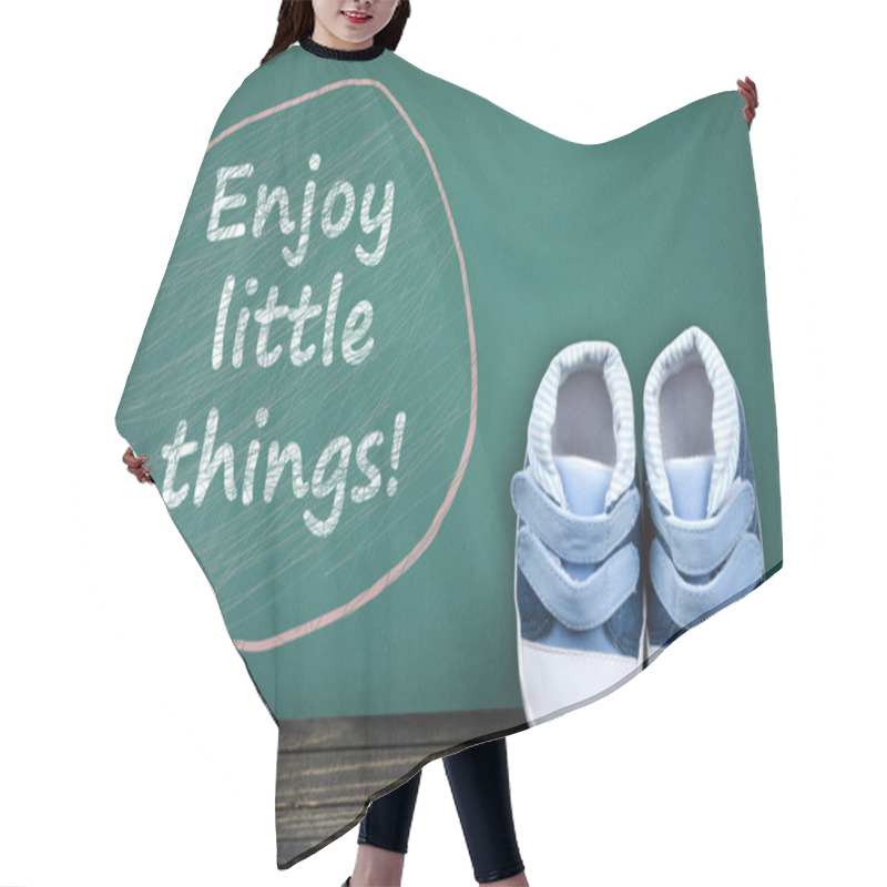 Personality  Enjoy little things text on school table hair cutting cape