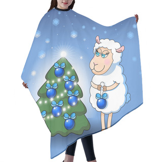 Personality  Lamb Decorates A Christmas Tree Hair Cutting Cape