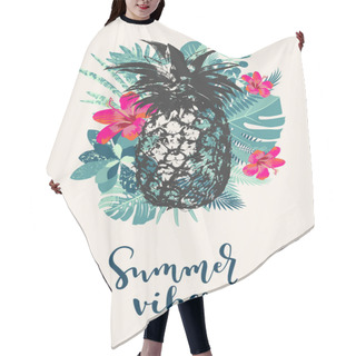 Personality  Summer Vibes. Trendy Summer Tropical Print. Jungle Design Flyer  Hair Cutting Cape