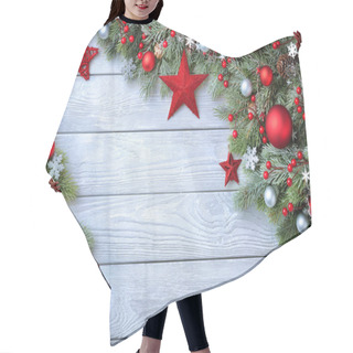 Personality  Blue Wood Christmas Background Hair Cutting Cape