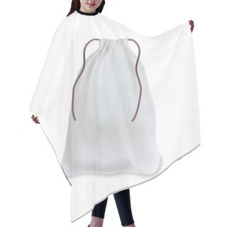 Personality  White Backpack With Laces. Sport Bag Mockup On White Background. Hair Cutting Cape