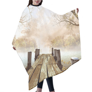 Personality  Wooden Dock With Tree Branches Hair Cutting Cape