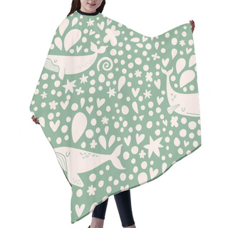 Personality  Sea Color Whales Pattern Hair Cutting Cape