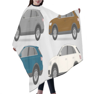 Personality  Set The Type Of SUV Cars Of Different Colors On Grey Background, Hair Cutting Cape