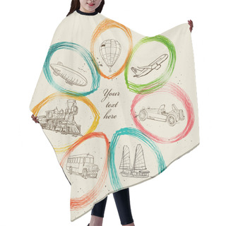 Personality  Banners With Different Modes Of Transport. Hair Cutting Cape