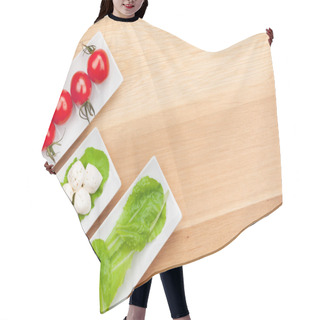 Personality  Tomatoes, Mozzarella And Green Salad Leaves Hair Cutting Cape
