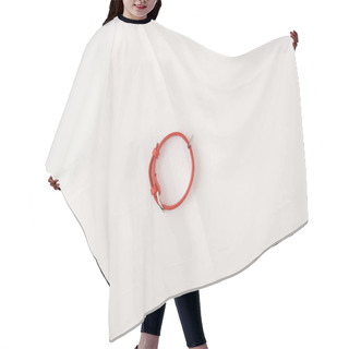 Personality  Flat Lay With Red Leather Dog Collar On White Surface, Minimalistic Concept  Hair Cutting Cape