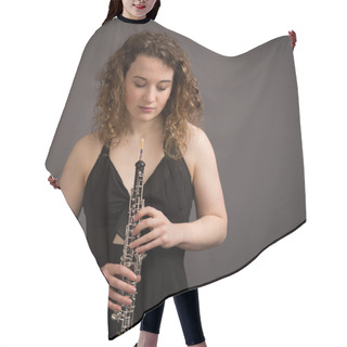 Personality  Beautiful Young Female Oboist Hair Cutting Cape