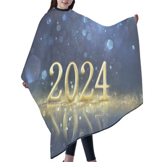 Personality  2024 New Year Celebration - Golden Number With Glitter At Blue Eve Night In Abstract Defocused Lights Hair Cutting Cape