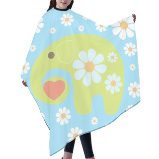 Personality  Vector Background With Elephant And Flowers. Hair Cutting Cape
