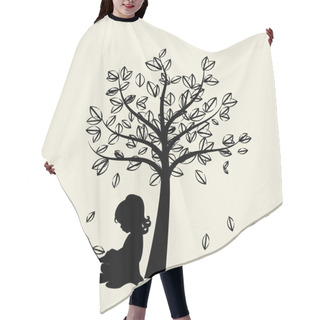 Personality  Vector Background With Children Read A Book Under Tree. Vector Illustration Hair Cutting Cape