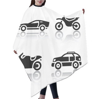 Personality  Set Of Transport Icons - Sports Transportation Hair Cutting Cape