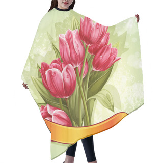 Personality  Bouquet Of Flowers Of Pink Tulips Hair Cutting Cape
