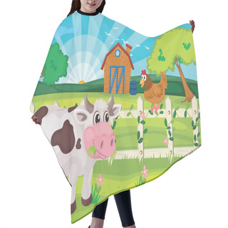 Personality  Cow Grazing In Farm Hair Cutting Cape