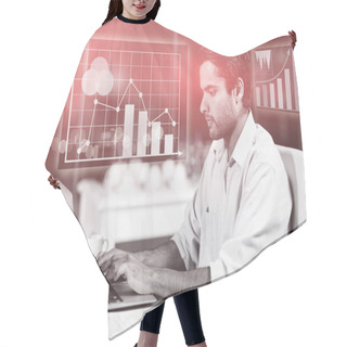 Personality  Business Man Against Graph Charts Hair Cutting Cape