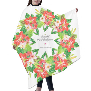 Personality  Hawaiian Wreath With Realistic Watercolor Flowers. Hair Cutting Cape