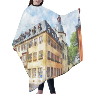 Personality  Watercolor Painting Of Koblenz Cityscape At Rhine Gorge In Germany. Hair Cutting Cape