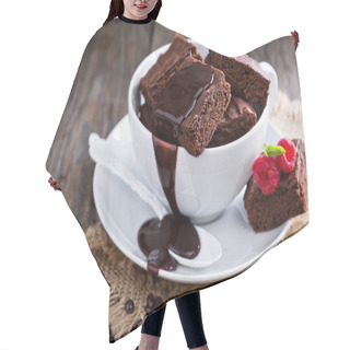 Personality  Brownies In Stacked Coffee Cups With Chocolate Sauce Hair Cutting Cape