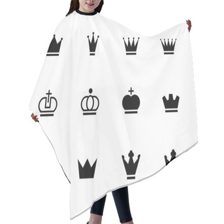 Personality  Crown Icons On White Background. Hair Cutting Cape