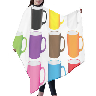 Personality  Set Of Mugs Vector Hair Cutting Cape