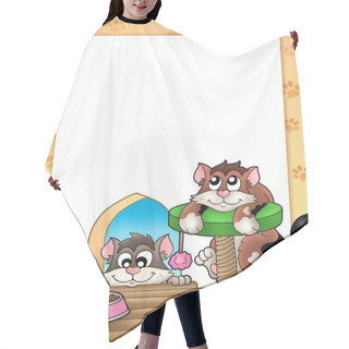 Personality  Frame With Two Smiling Cats Hair Cutting Cape