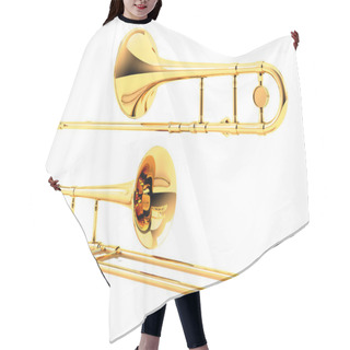 Personality  Trombone Isolated. Multiple Angles Of View Hair Cutting Cape