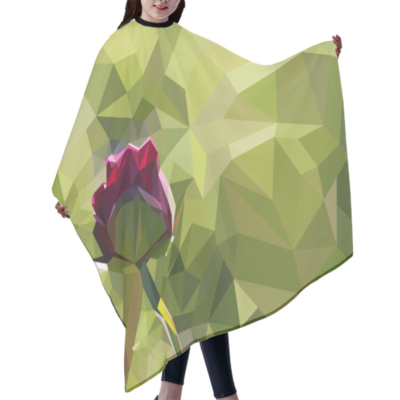 Personality  Pink Peon On Polygonal Background Of Grass Hair Cutting Cape