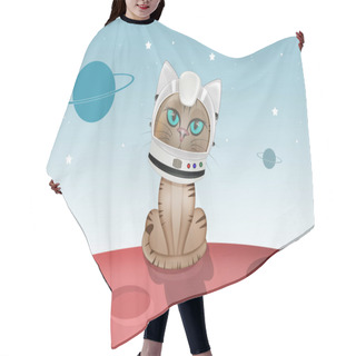 Personality  Illustration Of Cat Astronaut Hair Cutting Cape