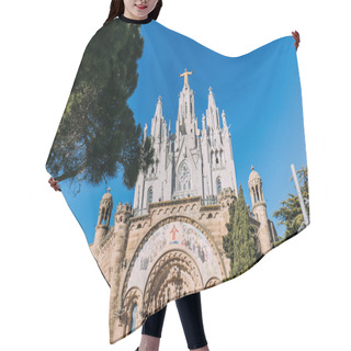 Personality  Exterior Of Temple Expiatori Del Sagrat On Blue Sky Background, Barcelona, Spain Hair Cutting Cape