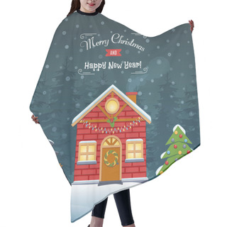 Personality  Christmas House Illustration Hair Cutting Cape