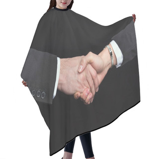 Personality  Businesspeople Shaking Hands  Hair Cutting Cape