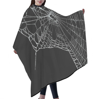 Personality  Real Frost Covered Spider Web Isolated On Black Hair Cutting Cape