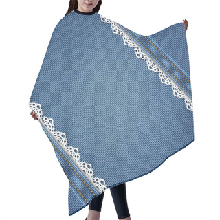 Personality  Denim Background With Ornate Floral Pattern Hair Cutting Cape