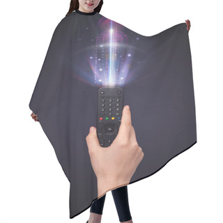 Personality  Hand With Remote Control And Shining Numbers Hair Cutting Cape