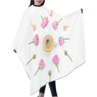 Personality  Beautiful Flowers And Cup Of Coffee Hair Cutting Cape