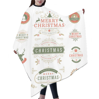 Personality  Christmas Labels And Badges Vector Design Hair Cutting Cape