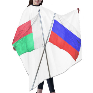 Personality  Madagascar Flag With Russia Flag, 3D Rendering Hair Cutting Cape