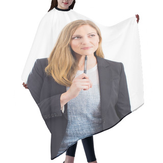 Personality  Young Successful Business Woman Hair Cutting Cape