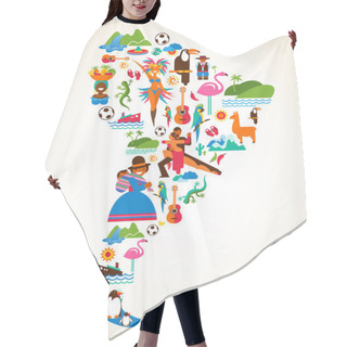 Personality  South America Love - Concept Illustration With Vector Icons Hair Cutting Cape