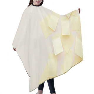 Personality  Top View Of Yellow Sticky Notes Isolated On Beige  Hair Cutting Cape
