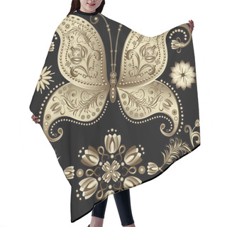 Personality  Gold Vintage Butterfly Hair Cutting Cape