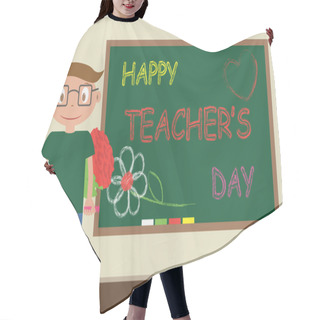 Personality  Happy Teacher's Day. Vector Illustration Hair Cutting Cape