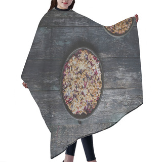 Personality  Top View Of Tasty Pies With Berries On Wooden Grey Table Hair Cutting Cape