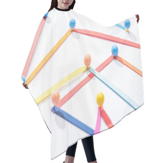 Personality  Multicolored Abstract Connected Lines With Pins, Connection And Communication Concept Hair Cutting Cape